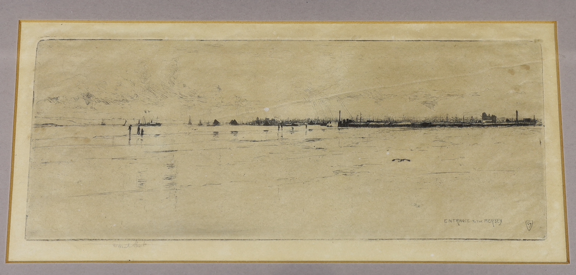 Sir Frank Short R.A. (1857-1945), four drypoint etchings, 'Entrance to the Mersey', 'Polperro Harbour', 'Talland, Cornwall' and 'George's Dock, Liverpool', signed in pencil, largest 20 x 15cm, with a copy of Short's Suss